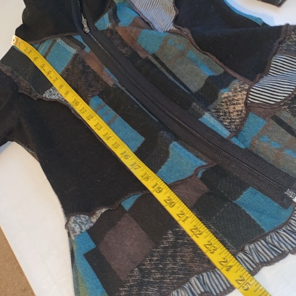 Bali sweater cardigan full zip front long sleeve drawstring patchwork Sz Medium - Picture 4 of 9